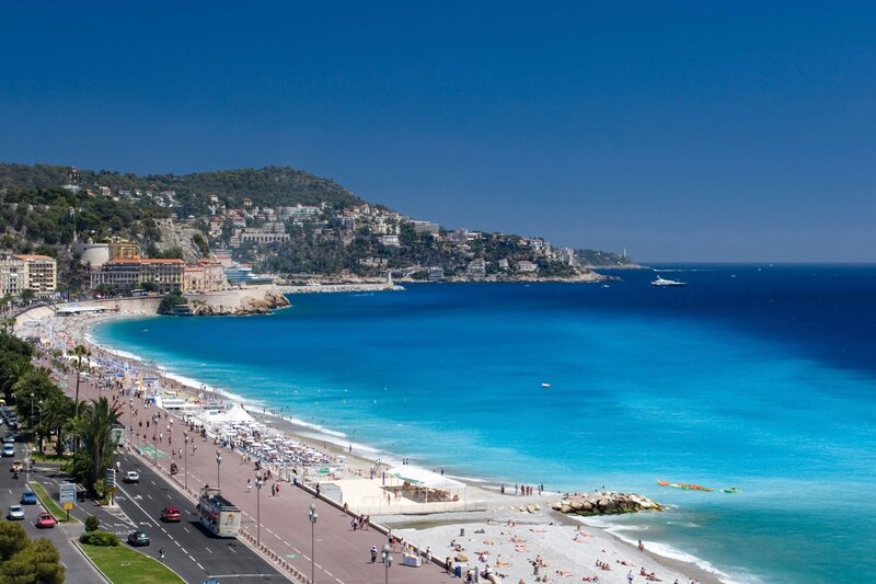 Beach in Nice France — Blue