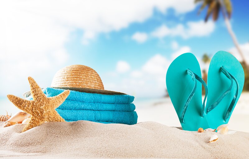 Beach Items in Sand — Blue