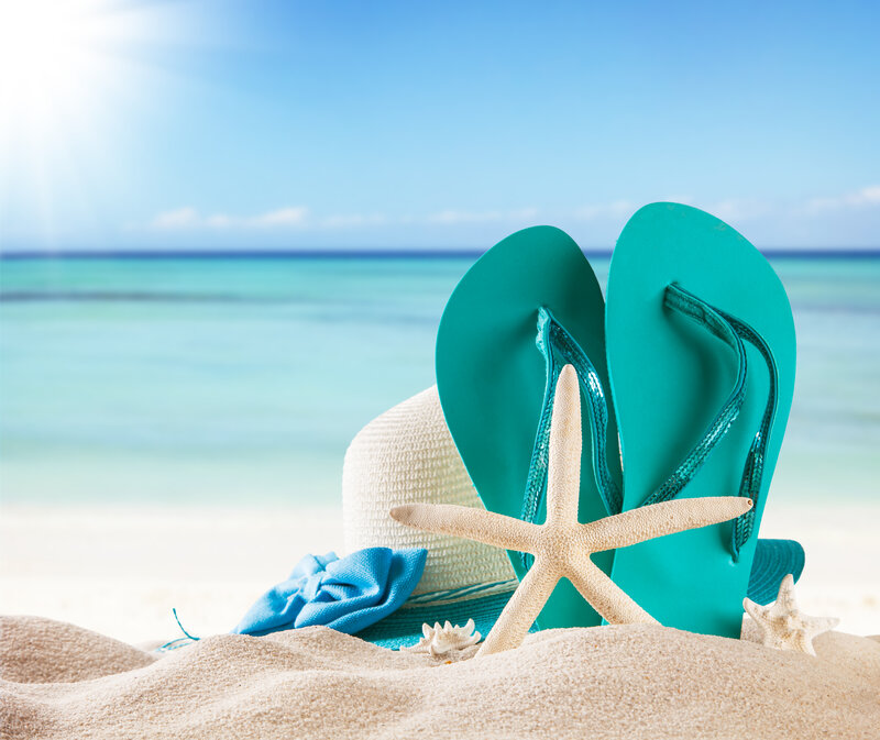 Beach Items on Sand — Blue, Serene, Afternoon