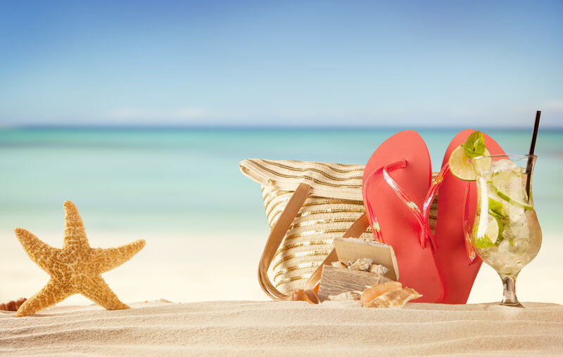 Beach Items on Sand — Blue