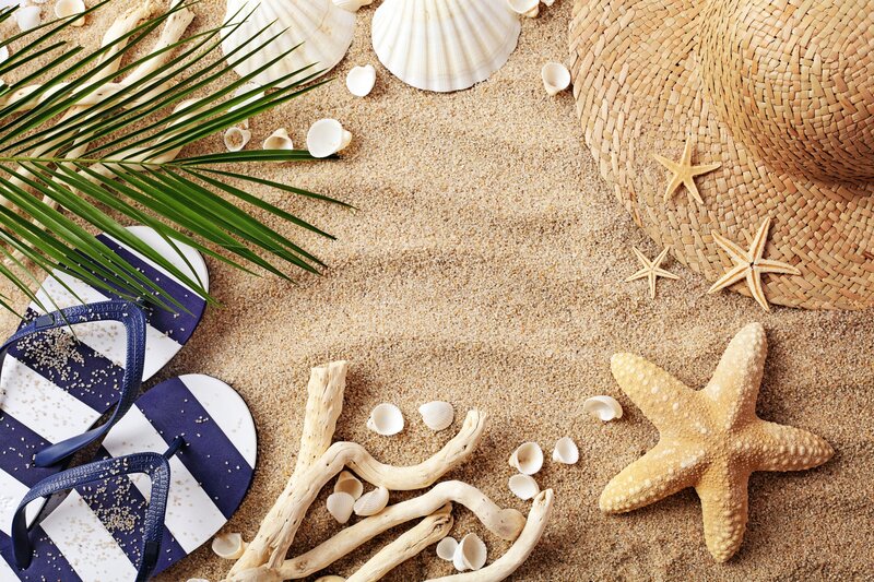 Beach Items on Sand — Brown, Relaxed