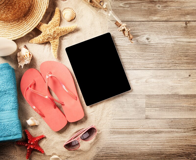 Beach Items on Sand — Brown
