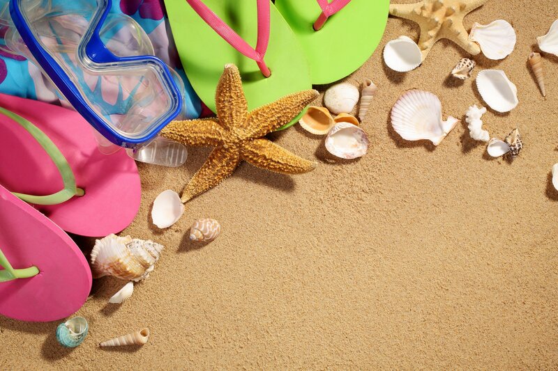 Beach Items on Sand — Pink