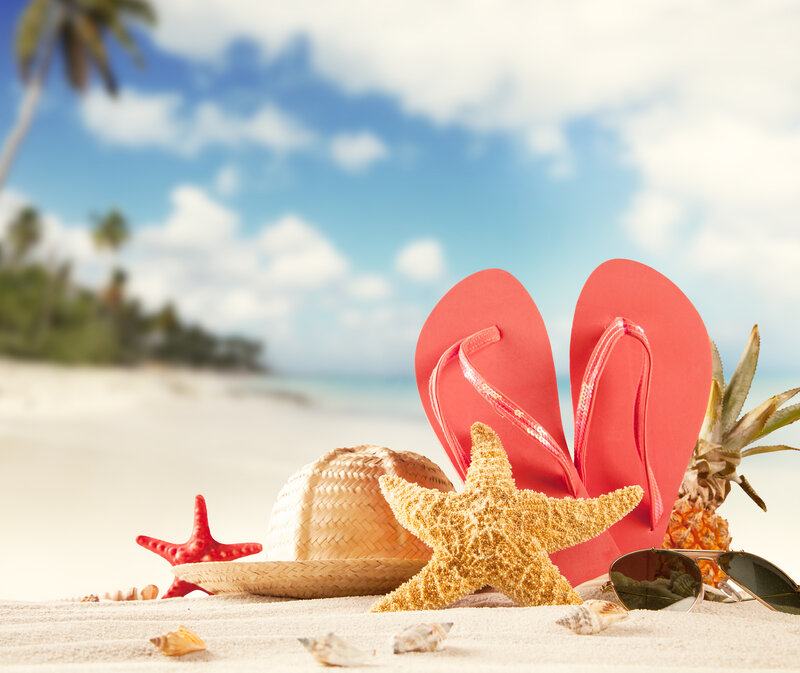 Beach Items on Sand — Red