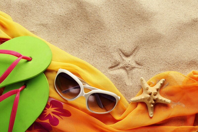 Beach Items on Sand — Yellow
