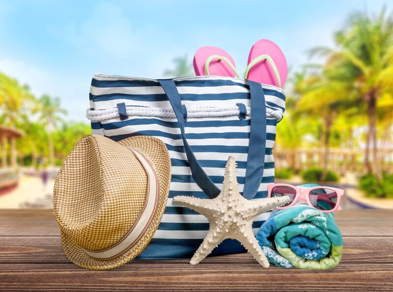 Beach Items on Table