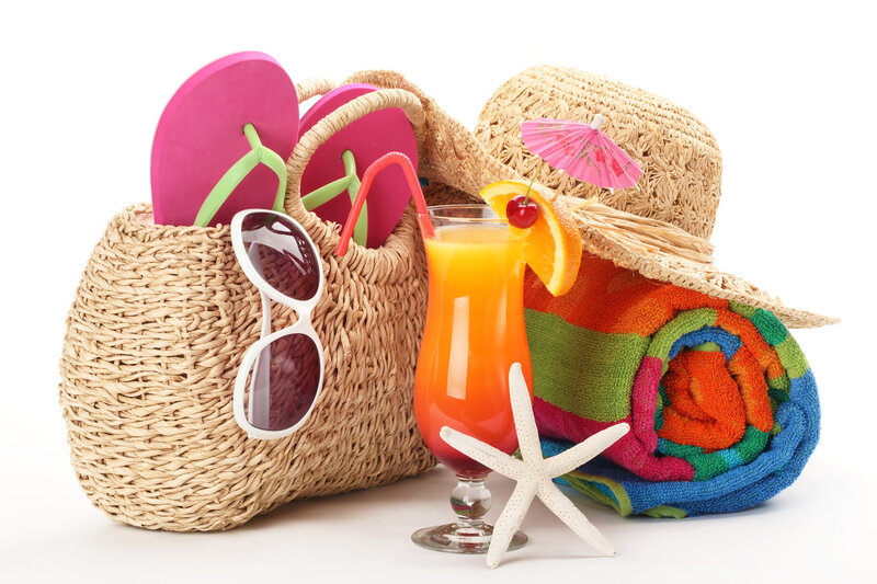 Beach Items on White