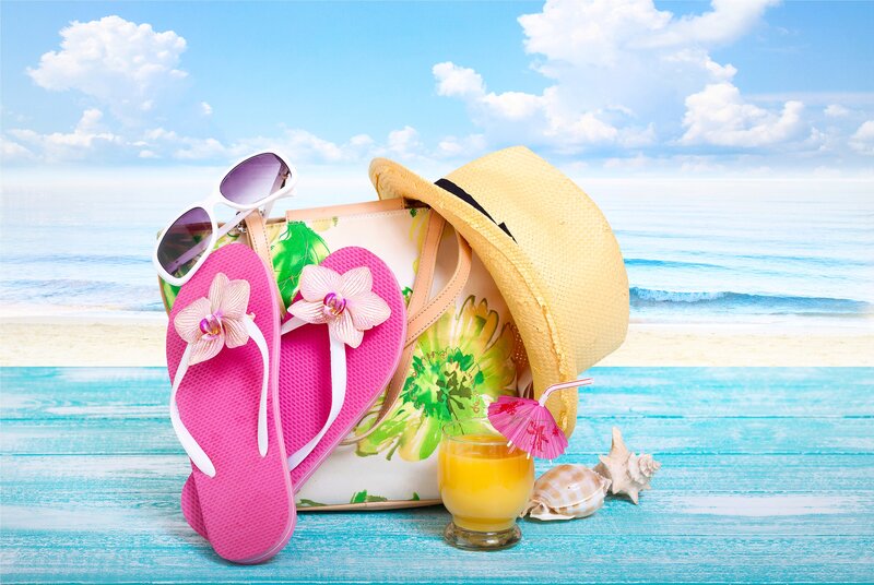 Beach Items on Wood — Blue, Relaxed, Afternoon