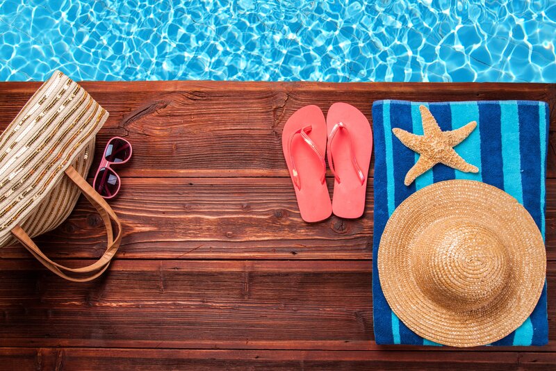 Beach Items on Wood — Blue, Relaxed, Summer, Photograph