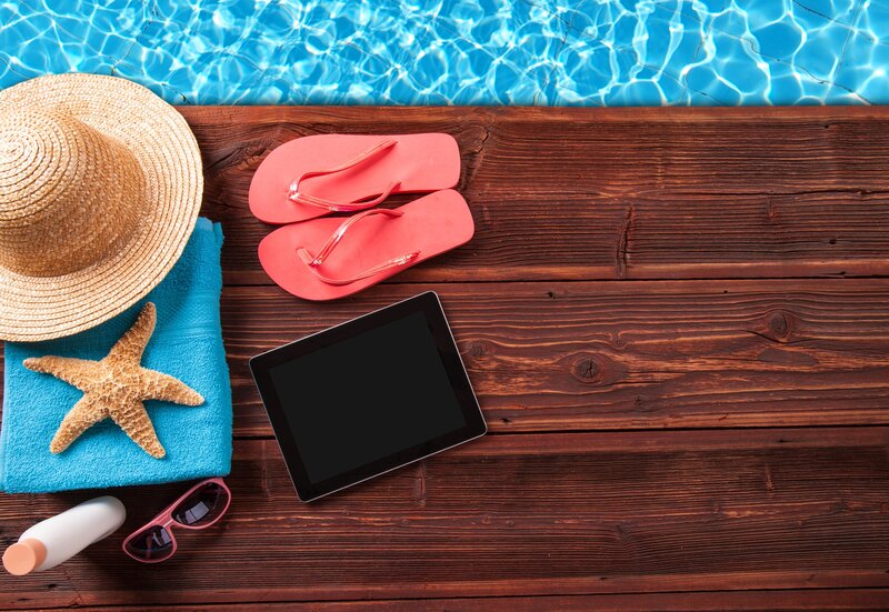 Beach Items on Wood — Brown