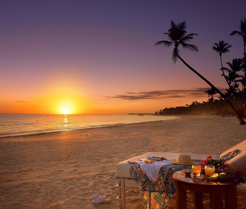 Beach Lounge at Sunset — Orange, Serene