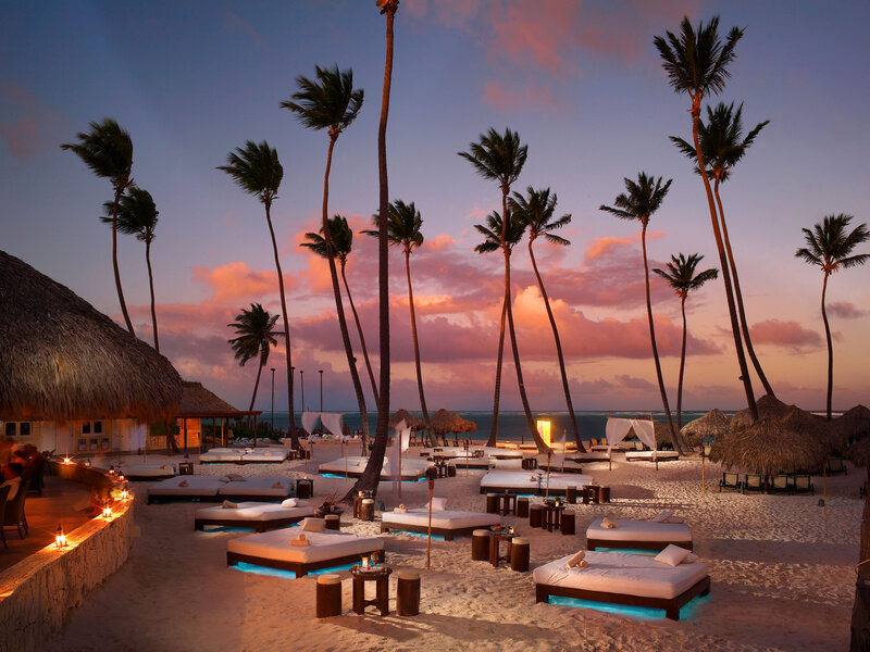 Beach Lounge at Sunset — Pink, Serene