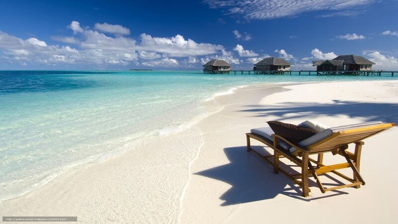 Beach Lounge Chair — Blue, Serene, Afternoon, Photograph