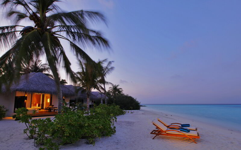 Beach Lounge Chairs — Blue, Serene, Sunset