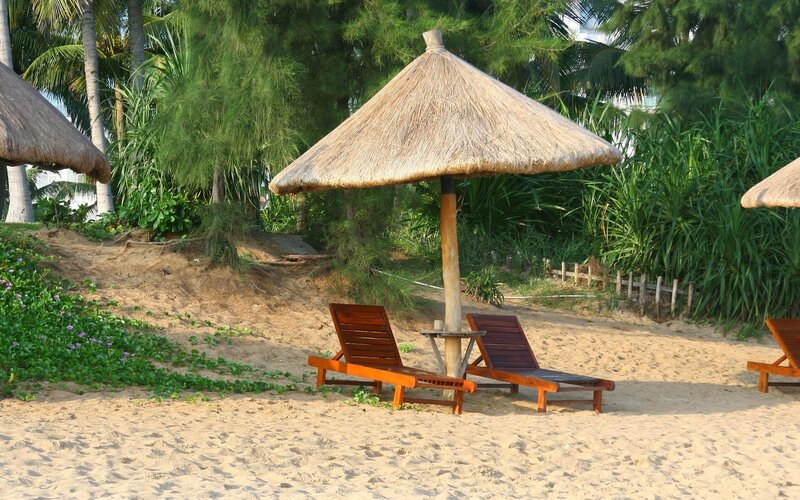 Beach Lounge Chairs — Brown, Serene, Afternoon