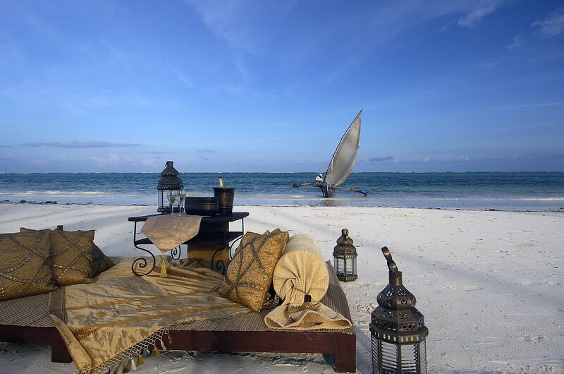 Beach Lounge Setup — Blue, Serene