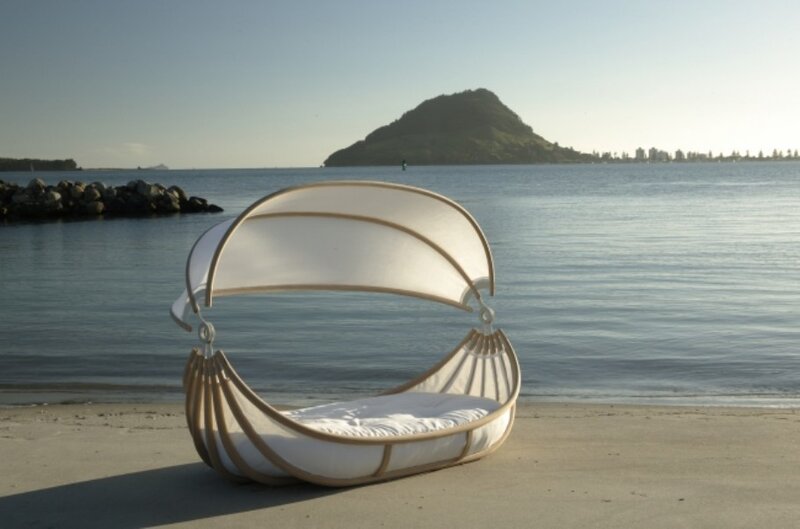 Beach lounge with island view