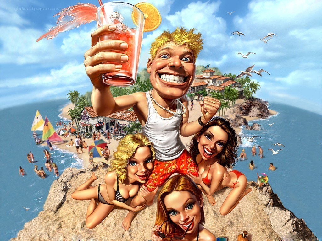 Beach party cartoon illustration