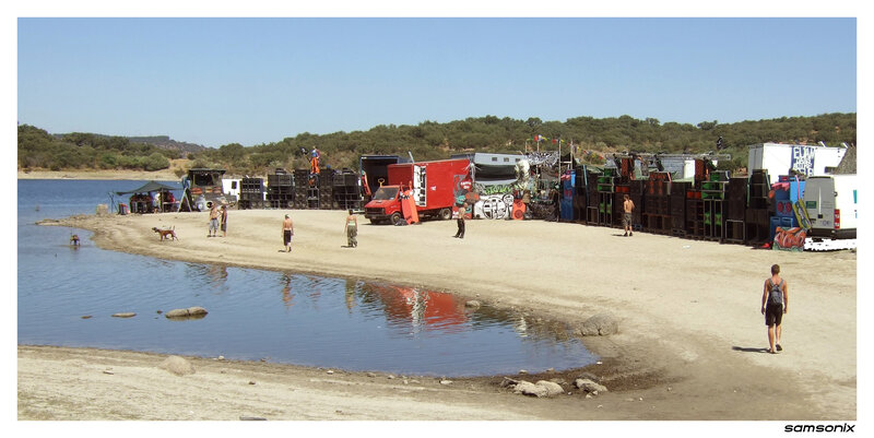 Beach party with sound system