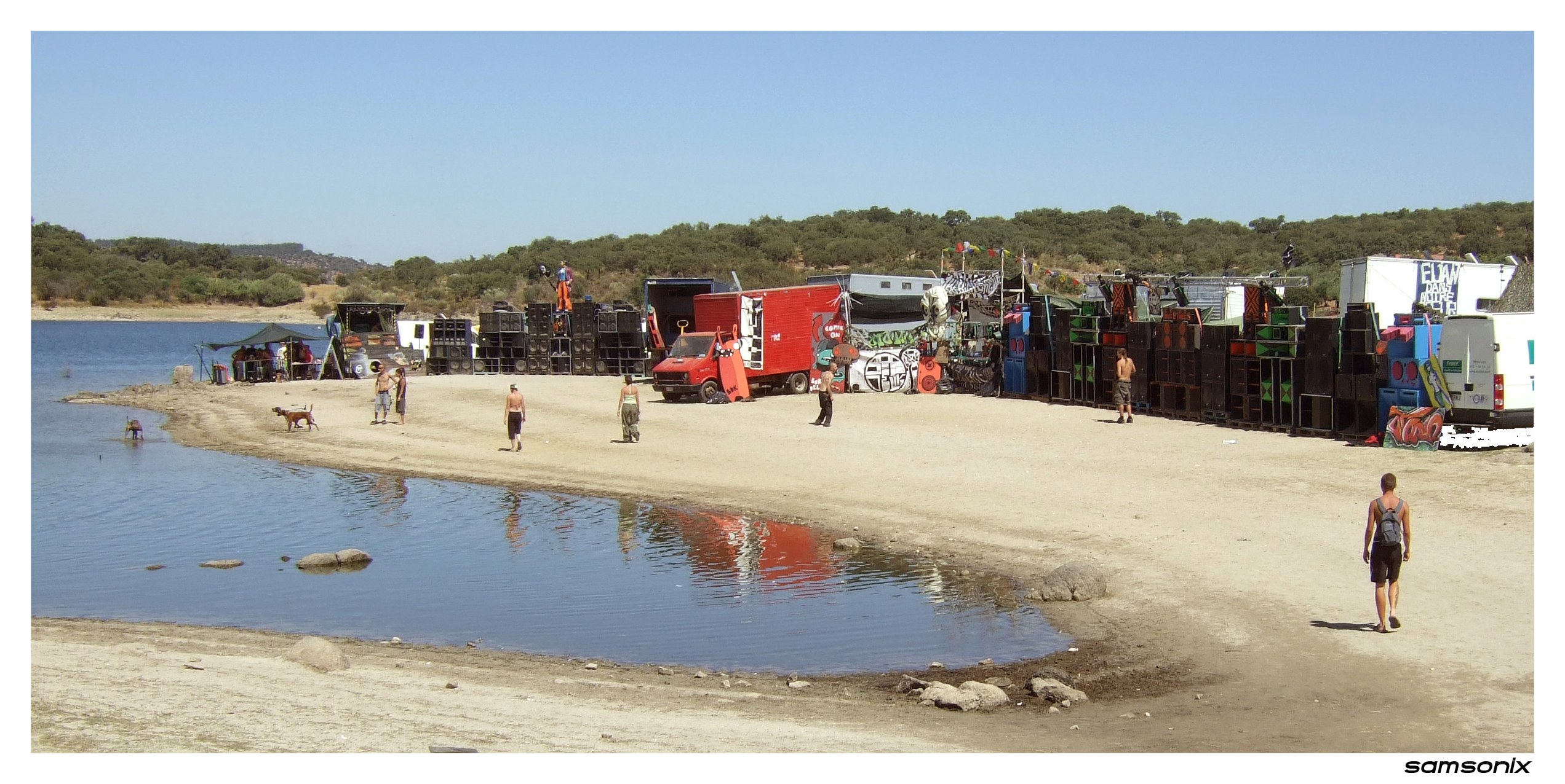 Beach party with sound system