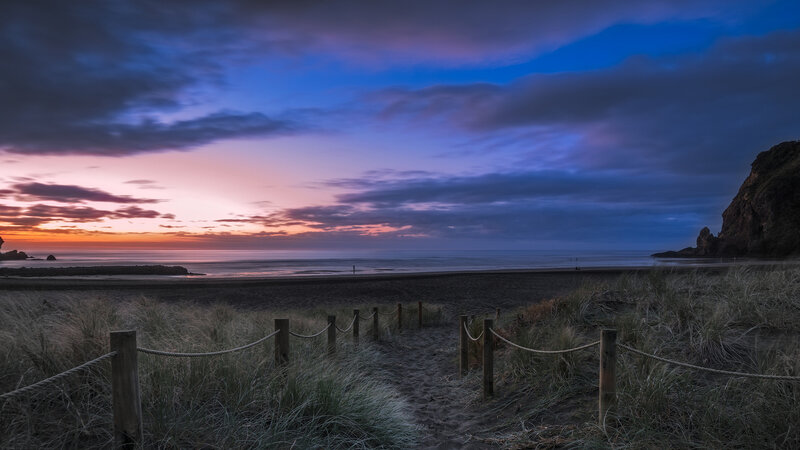 Beach Path at Dusk — Blue, Serene
