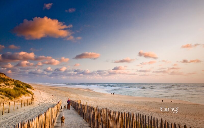 Beach path at sunset