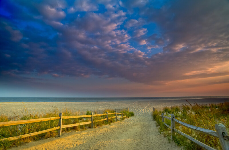 Beach Path at Sunset — Blue