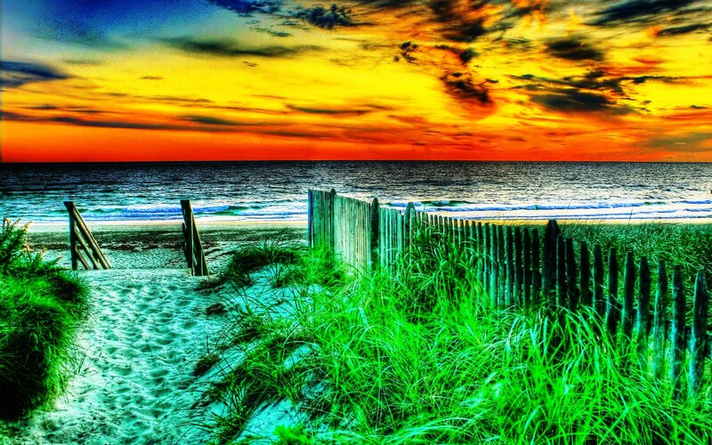 Beach Path at Sunset — Yellow