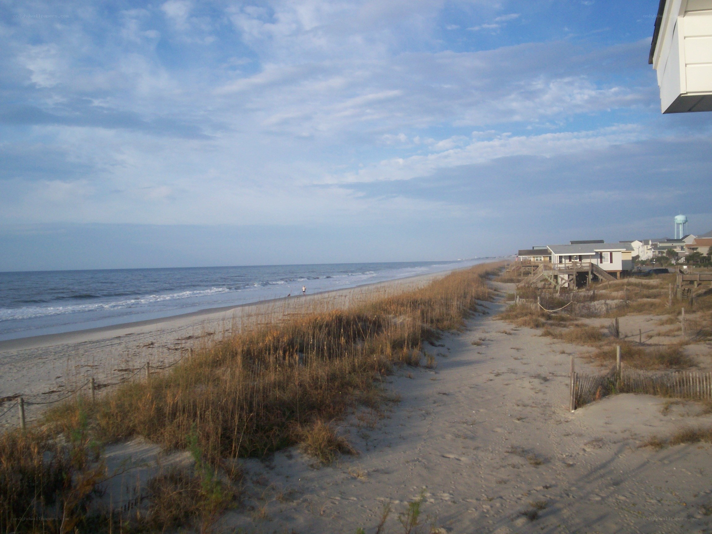 Beach path with dunes and houses