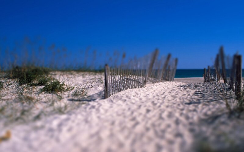 Beach Path with Fence — Blue