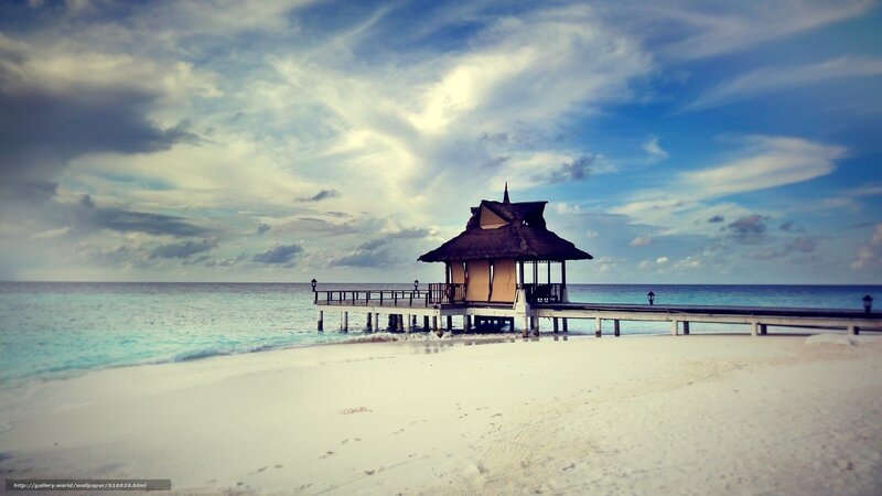 Beach pavilion over water