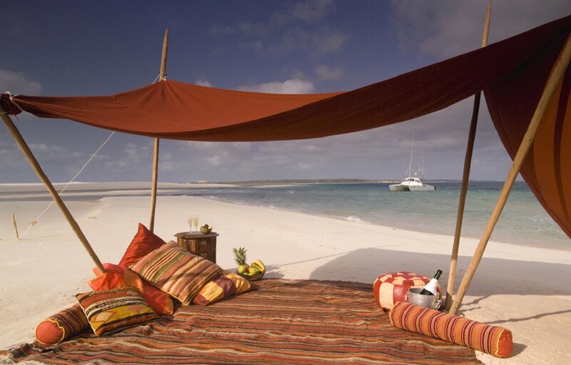 Beach Picnic Setup — Brown, Serene
