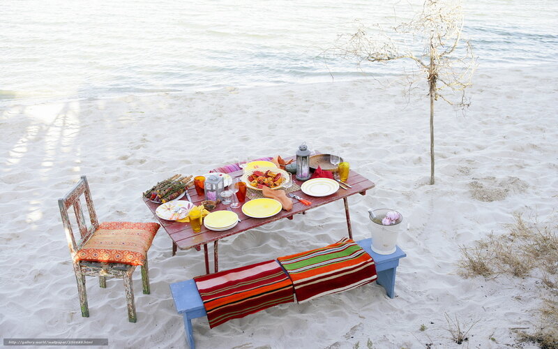 Beach picnic setup