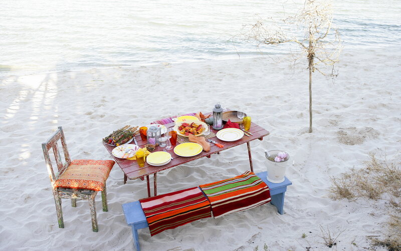 Beach Picnic Setup — White, Serene