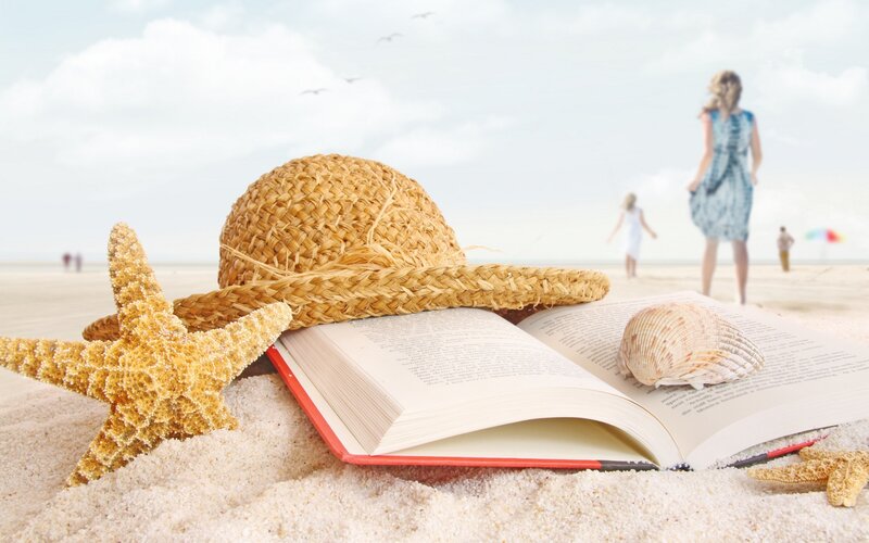 Beach reading scene