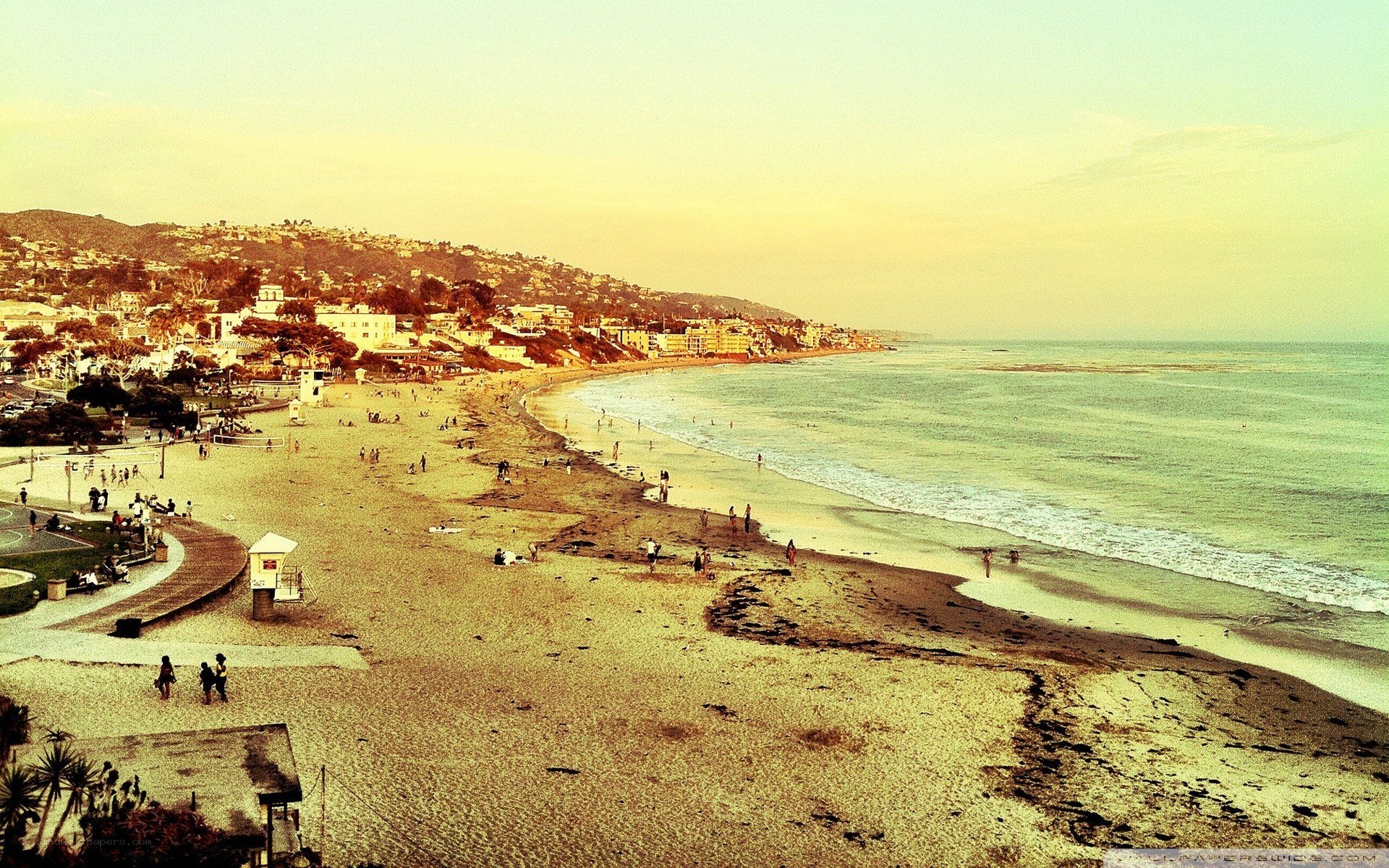 beach scene at sunset