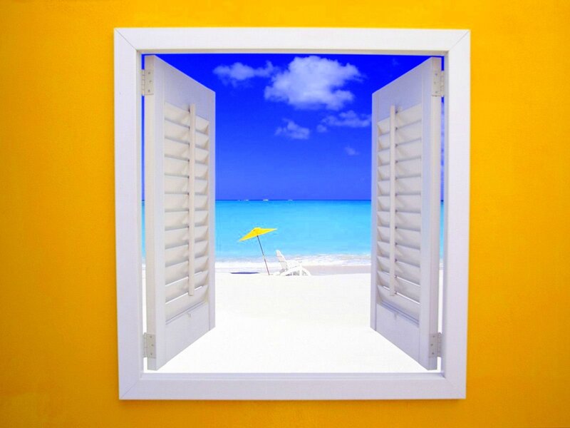 Beach Scene Through Window