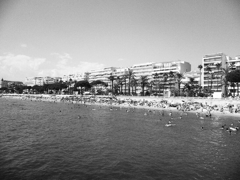 Beach scene with buildings