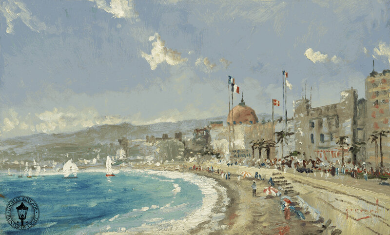 Beach Scene with Buildings — Blue