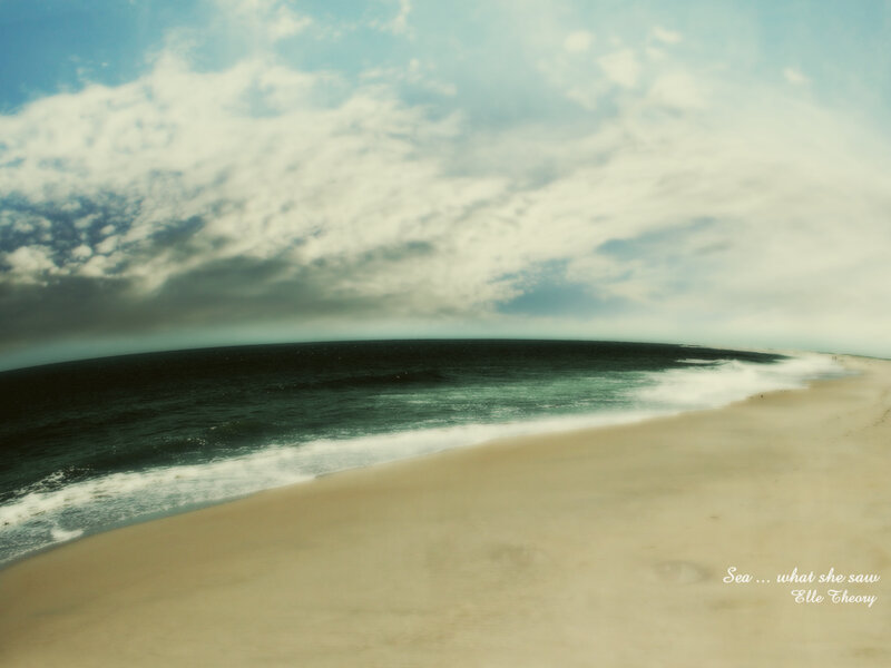 beach scene with cloudy sky