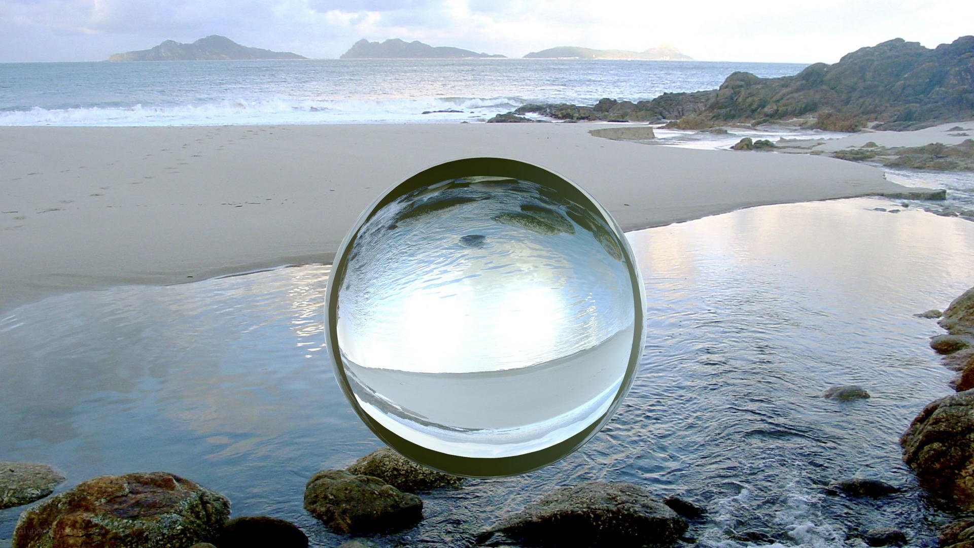 beach scene with crystal ball