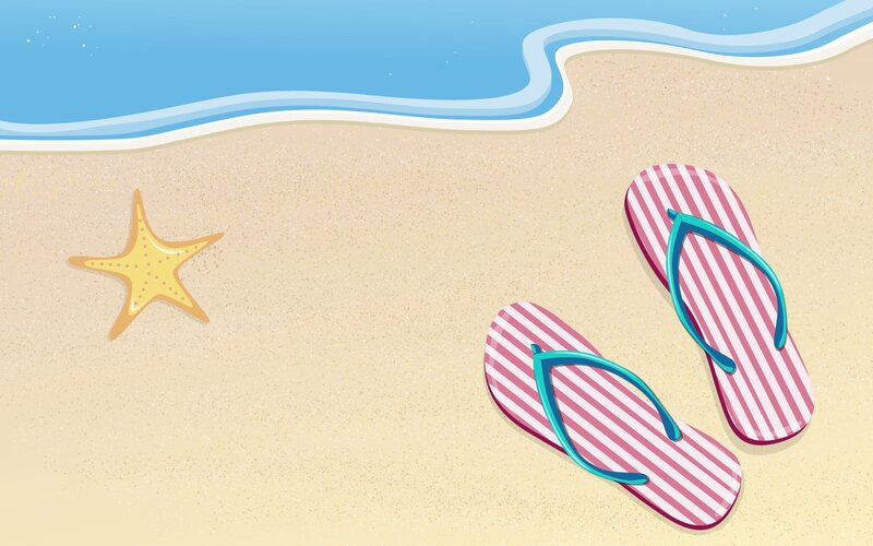 beach scene with flip flops