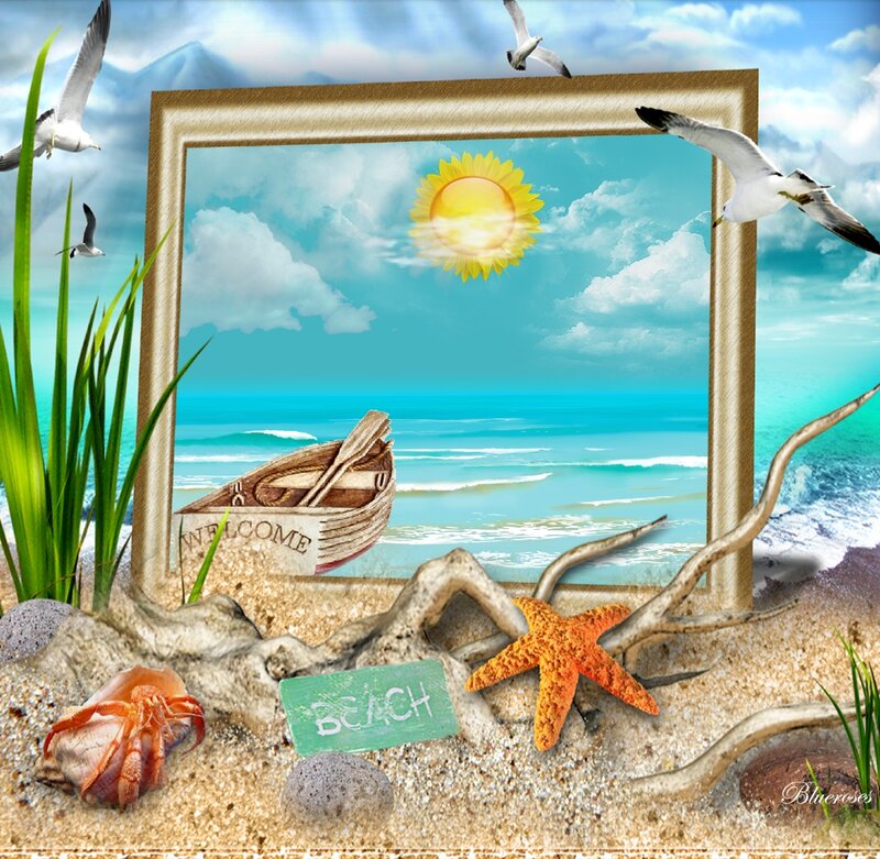 Beach Scene with Frame