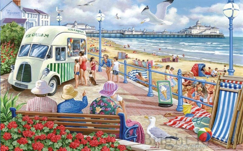 Beach Scene with Ice Cream Truck