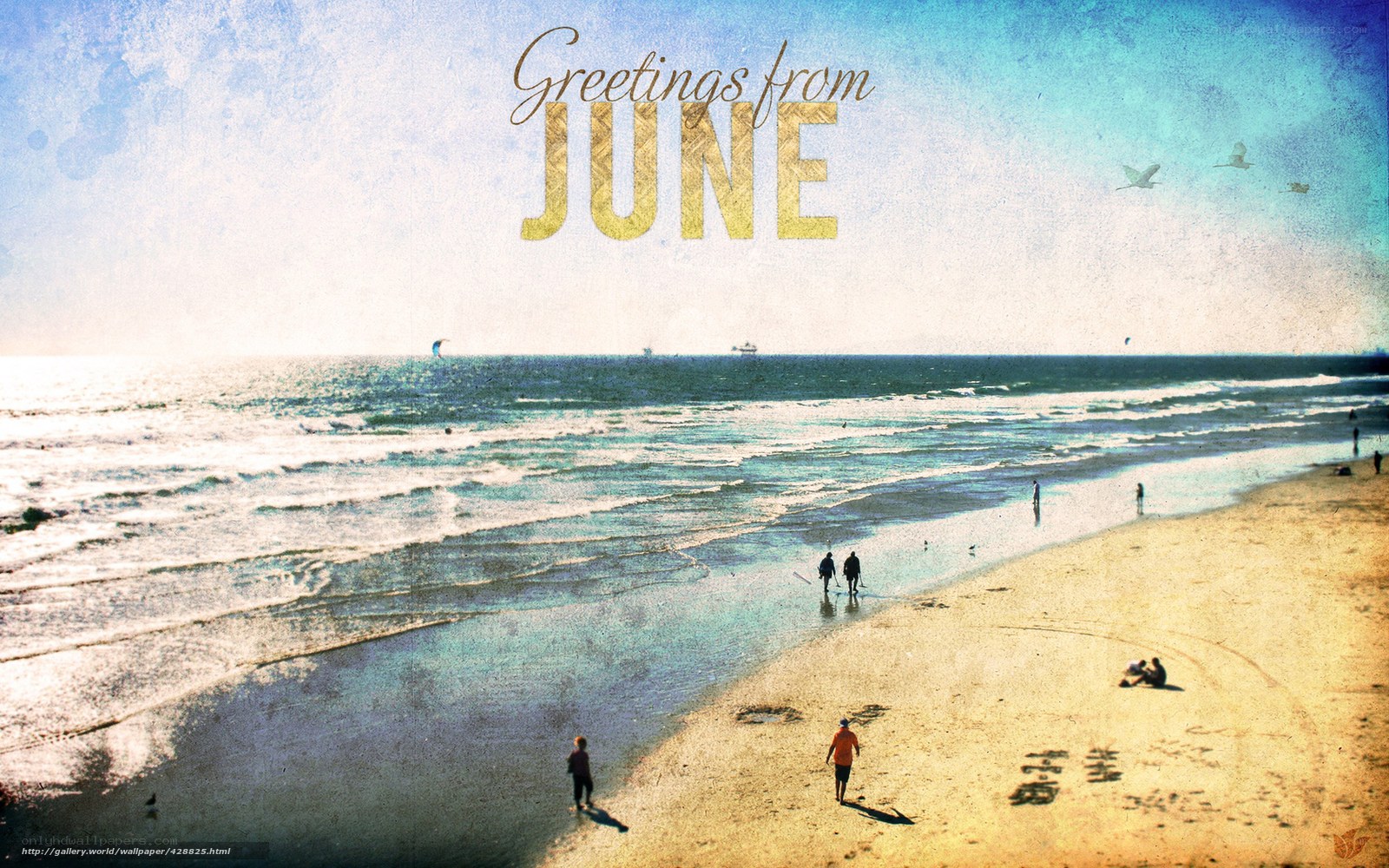 Beach scene with June greeting