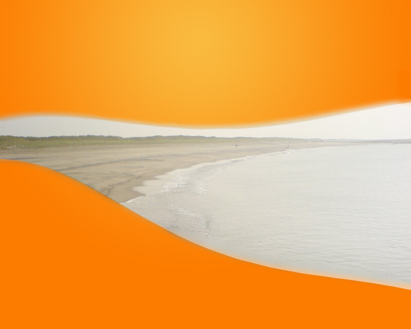 beach scene with orange overlay