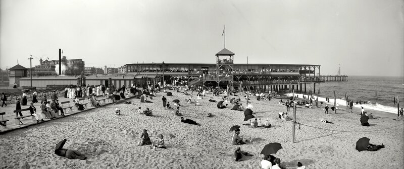 Beach scene with pier
