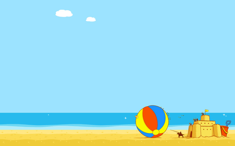 beach scene with sandcastle