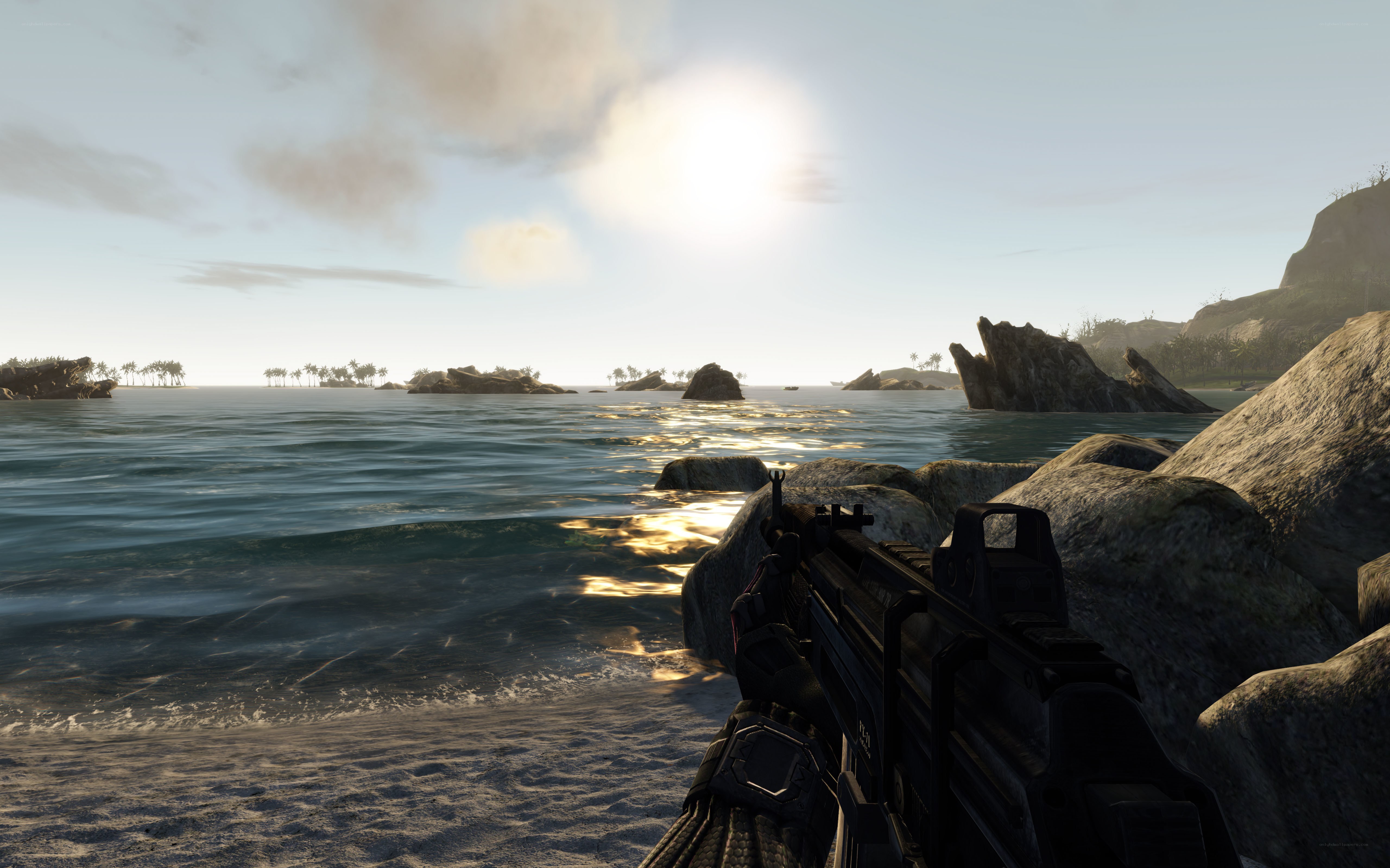 beach scene with weapon
