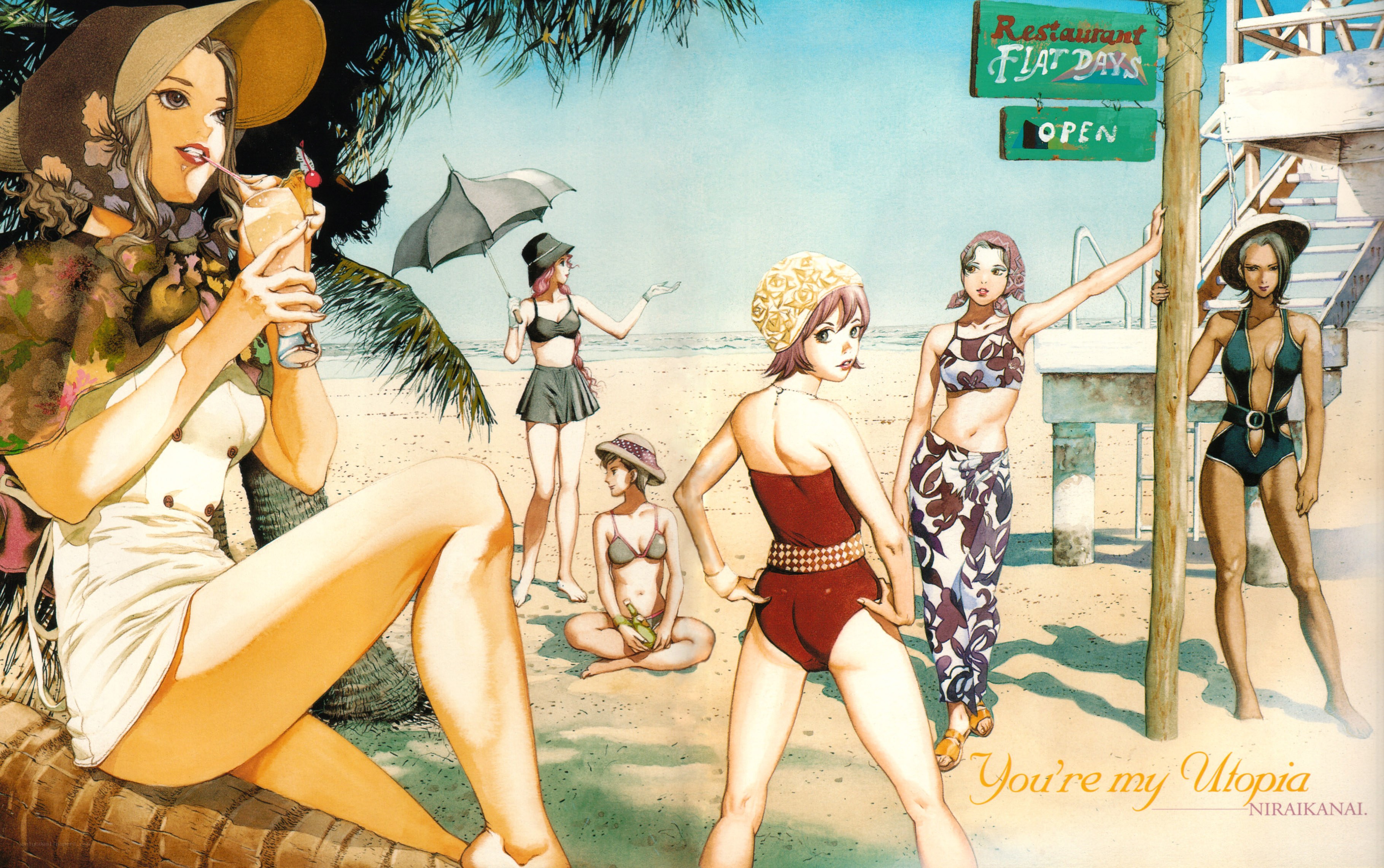 Beach scene with women